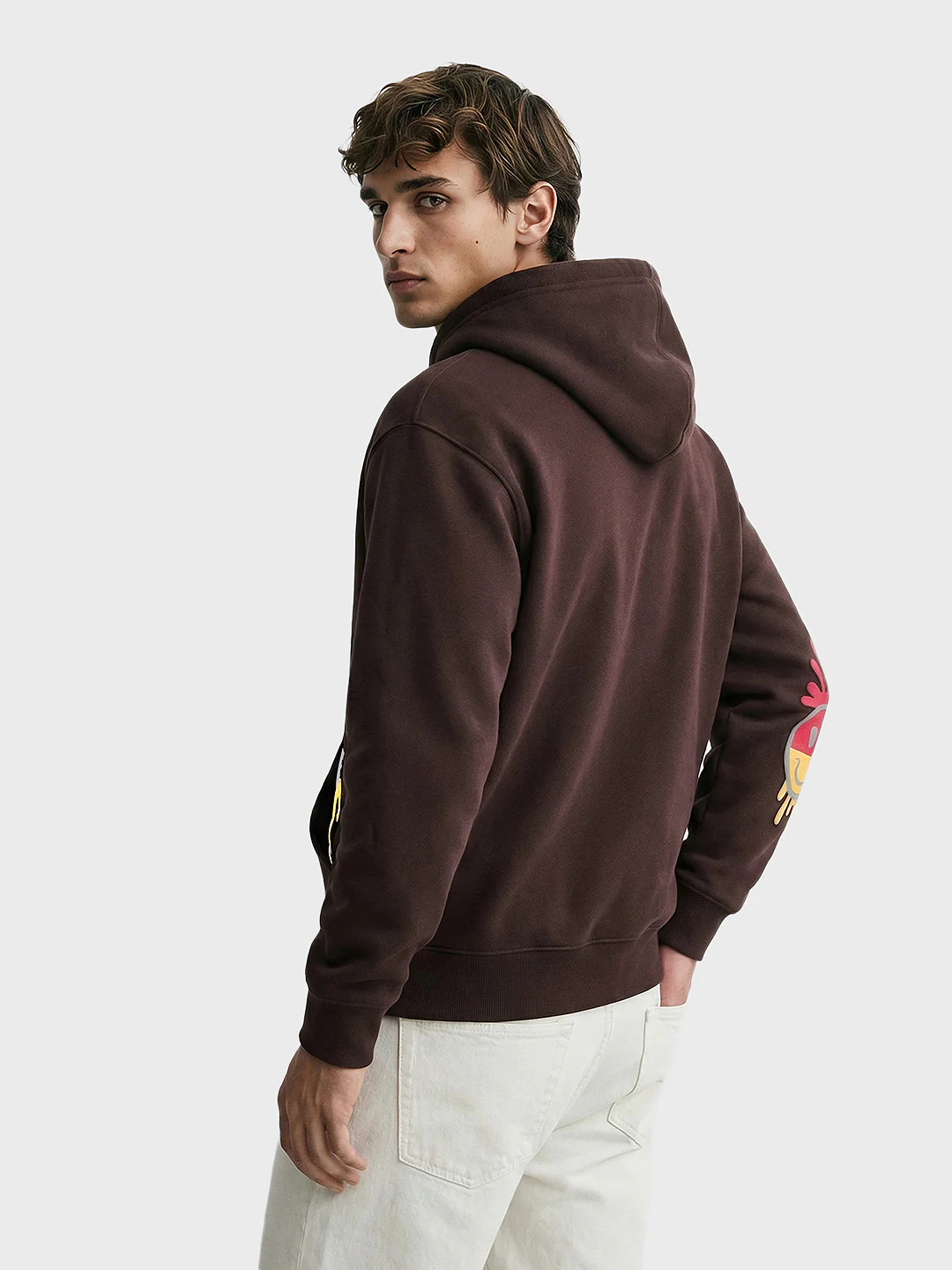 Men's Brown Oversized Fit Printed Street Sweatshirt - Image 2
