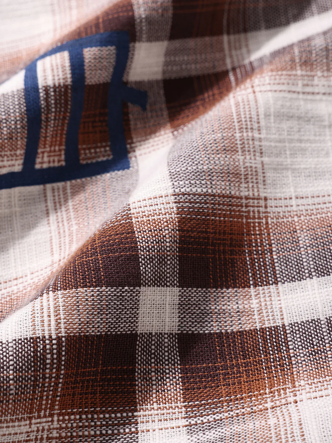 Men's Brown Oversized Fit Resort Wear Checked Shirt - Image 8