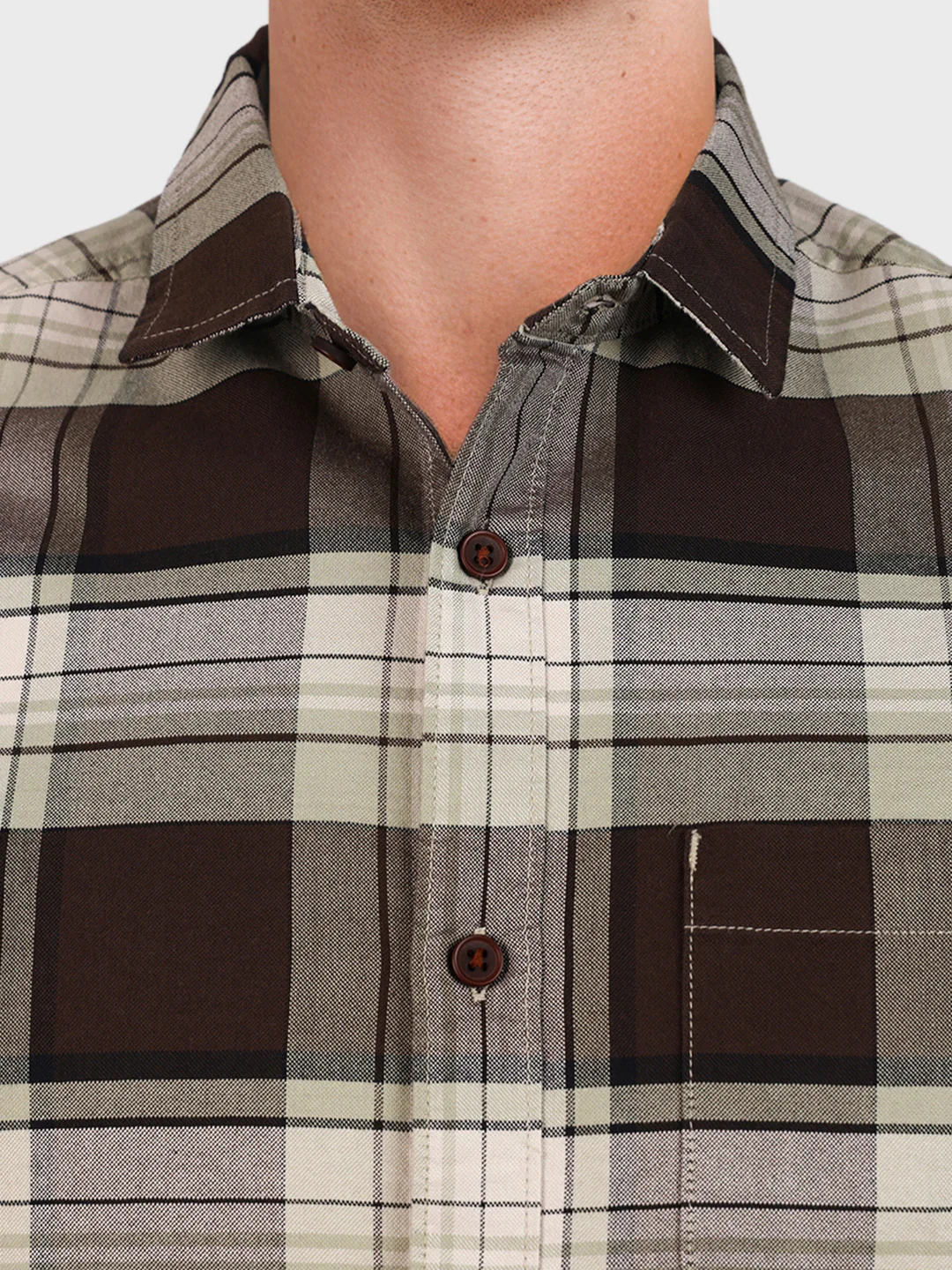 Men's Brown Regular Fit Checked Casual Shirt - Image 3