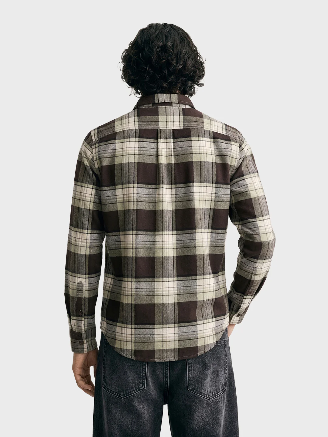 Men's Brown Regular Fit Checked Casual Shirt - Image 5
