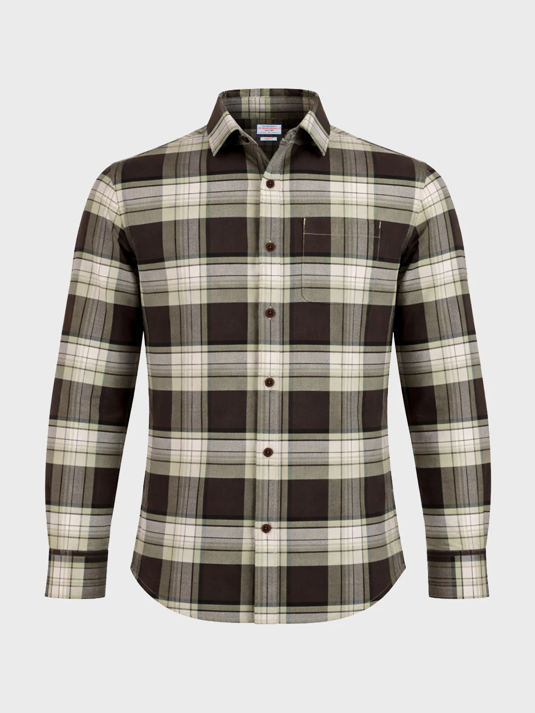 Men's Brown Regular Fit Checked Casual Shirt - Image 6
