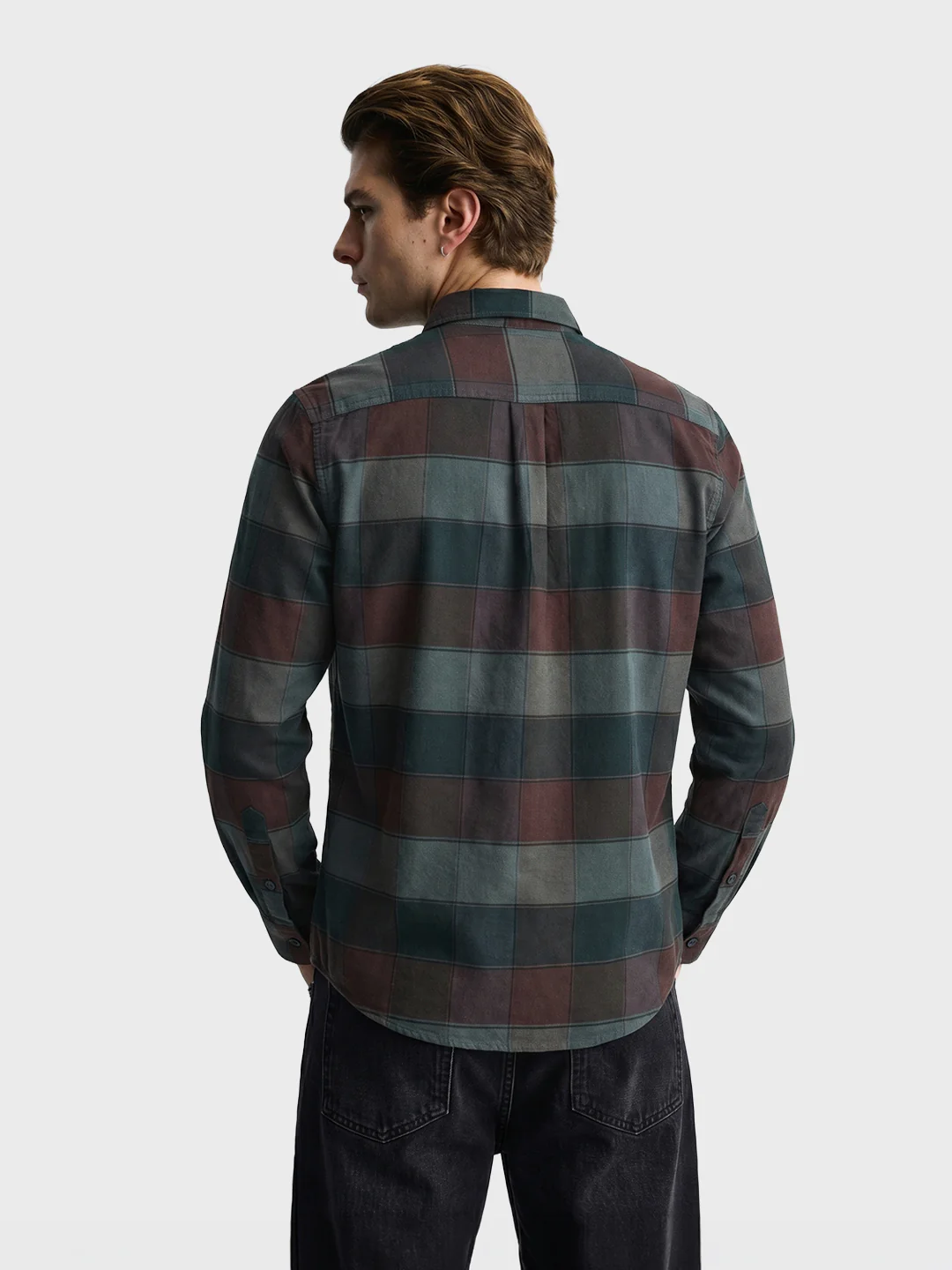 Men's Brown Slim Fit Checkered Casual Shirt - Image 4