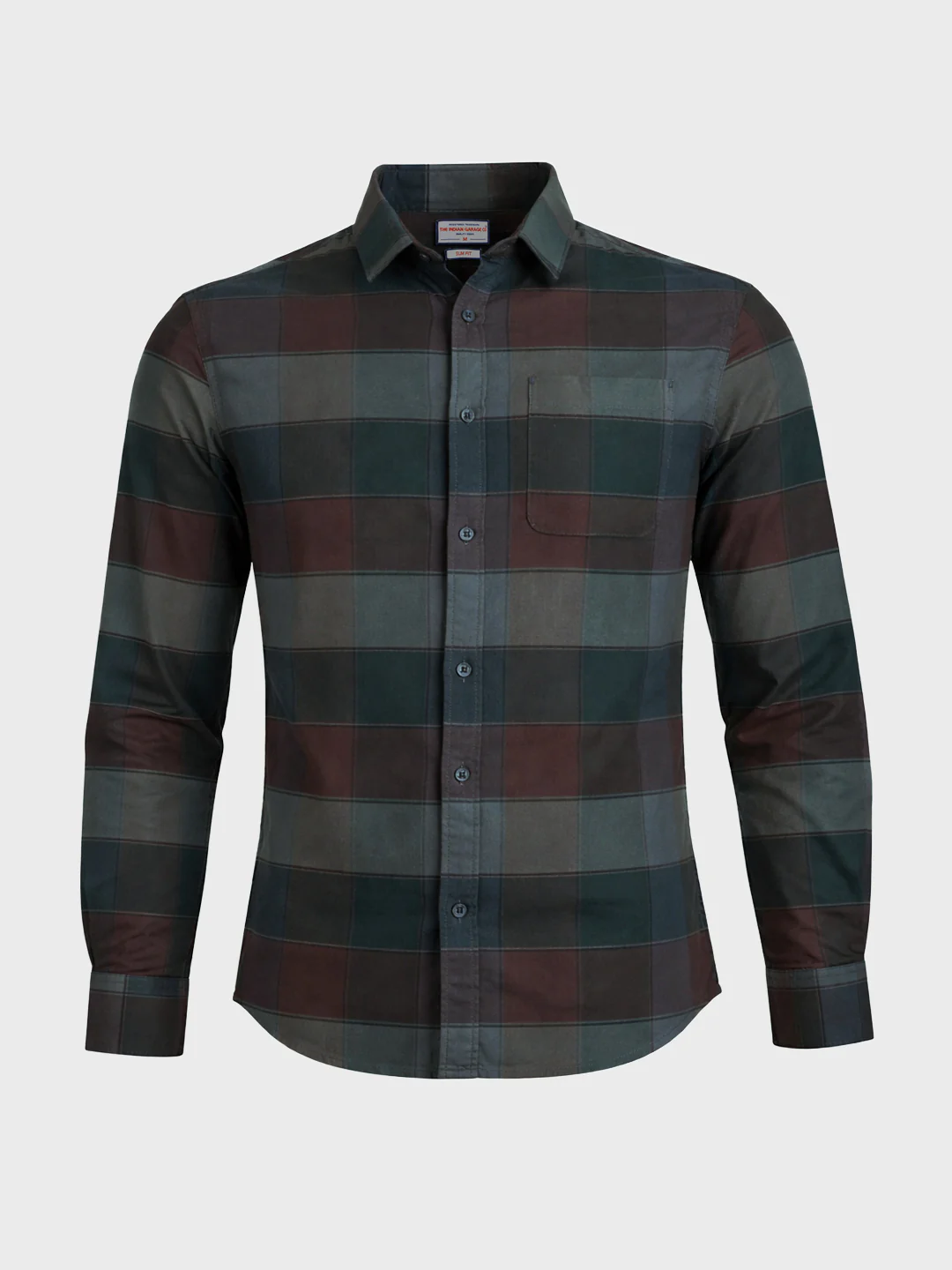 Men's Brown Slim Fit Checkered Casual Shirt - Image 5
