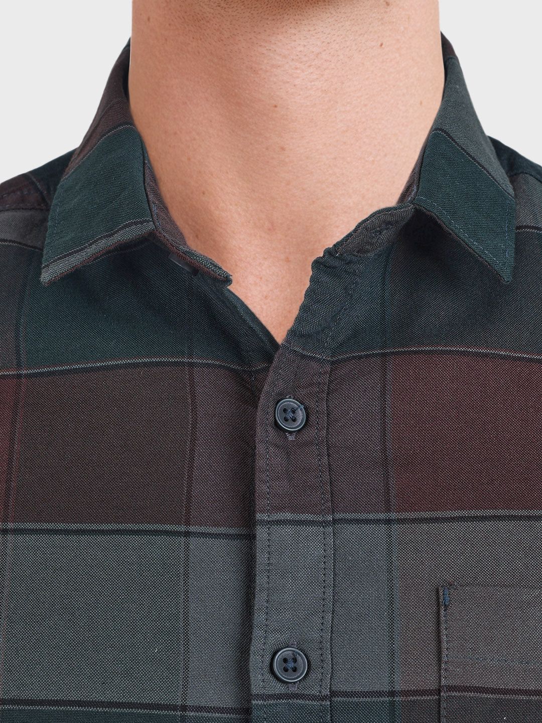 Men's Brown Slim Fit Checkered Casual Shirt - Image 7
