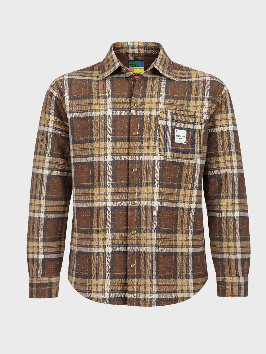 Men's Brown Regular Fit Checked Casual Shirt - Image 4