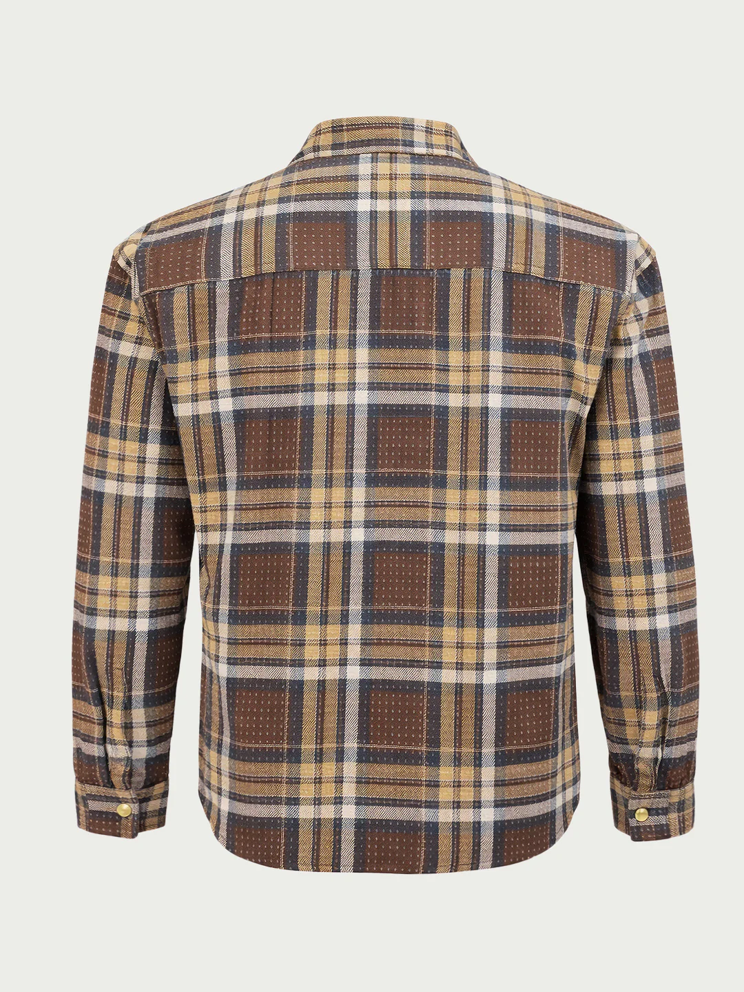 Men's Brown Regular Fit Checked Casual Shirt - Image 5
