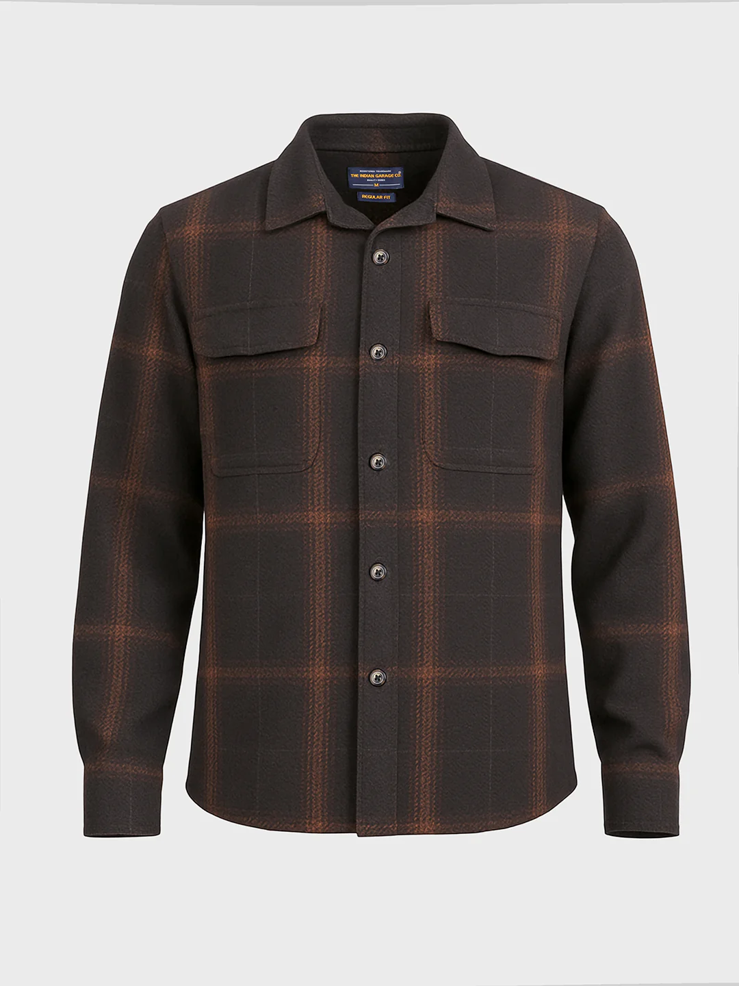 Men's Brown Regular Fit Checked Casual Shirt - Image 4