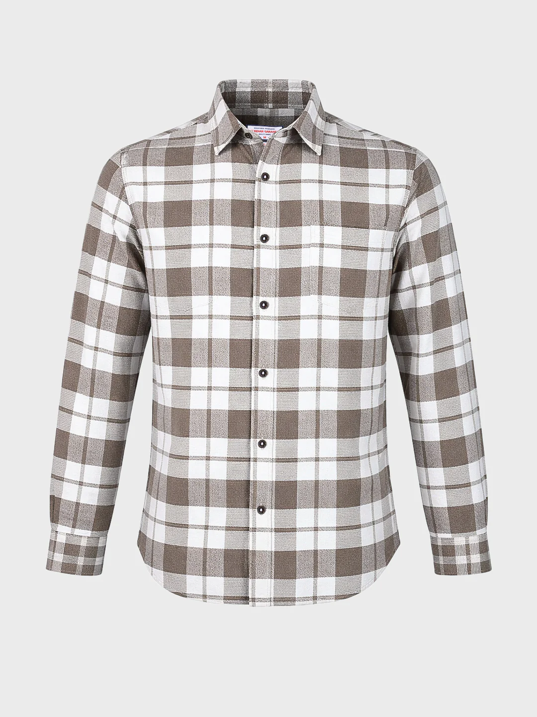 Men's Brown Regular Fit Checkered Casual Shirt - Image 5