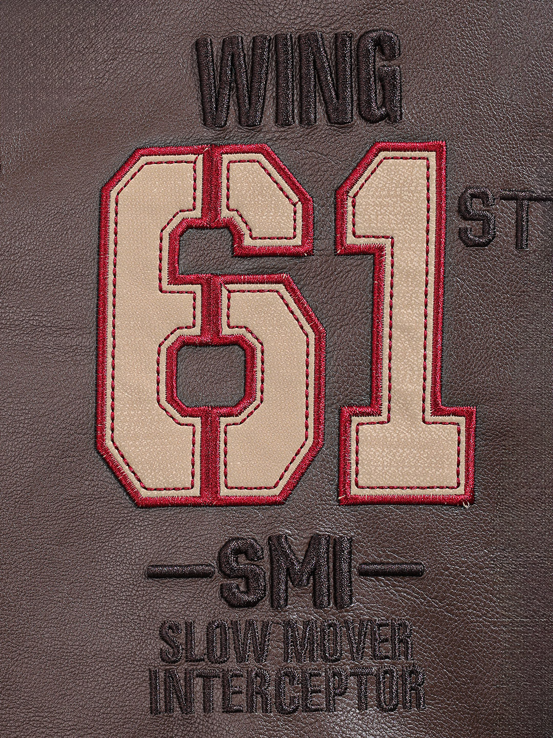 Men's Brown Regular Fit Embroided Casual Bomber Jacket - Image 5