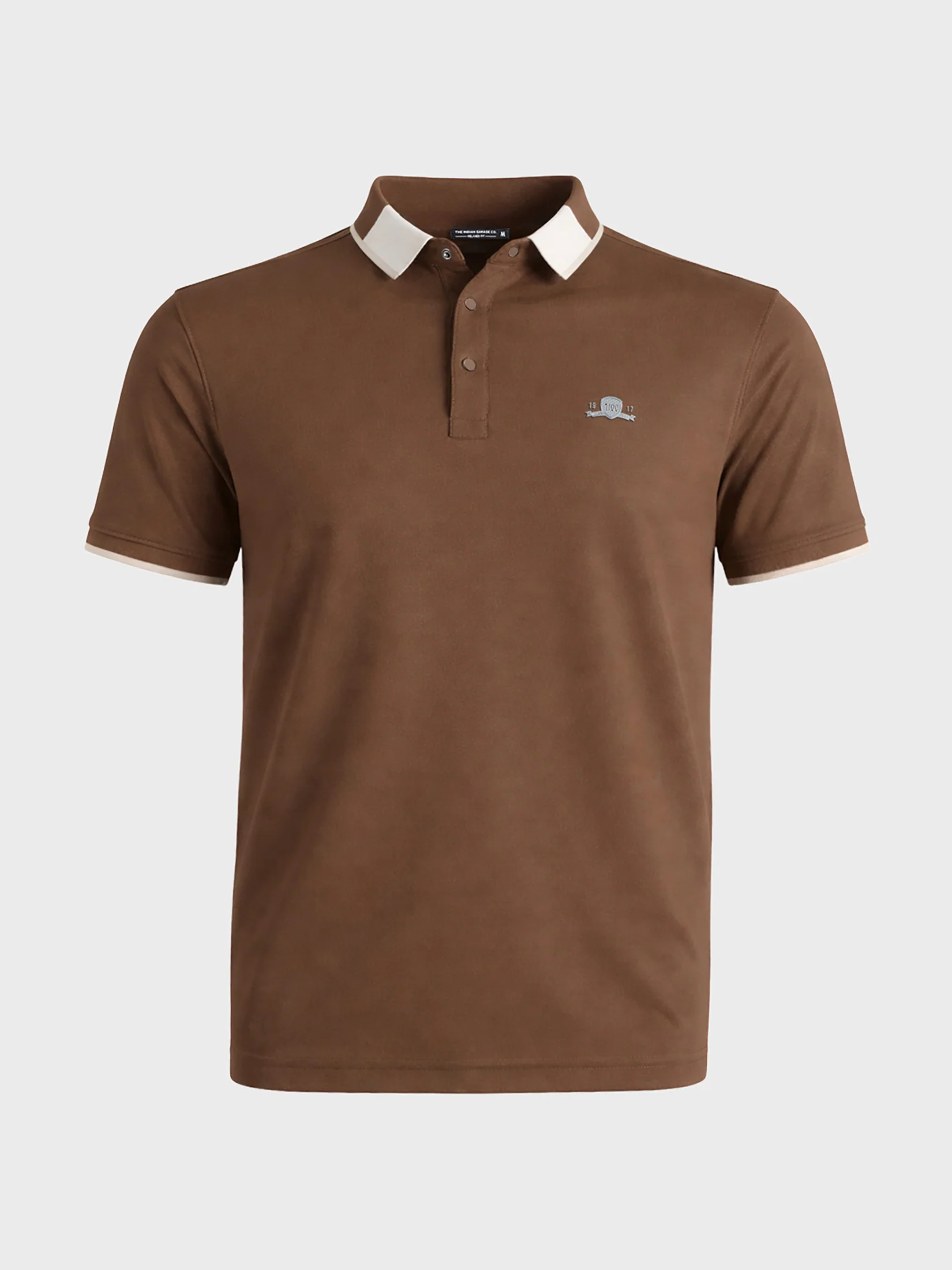 Men's Brown Regular Fit Embroidered Casual T-Shirts - Image 5
