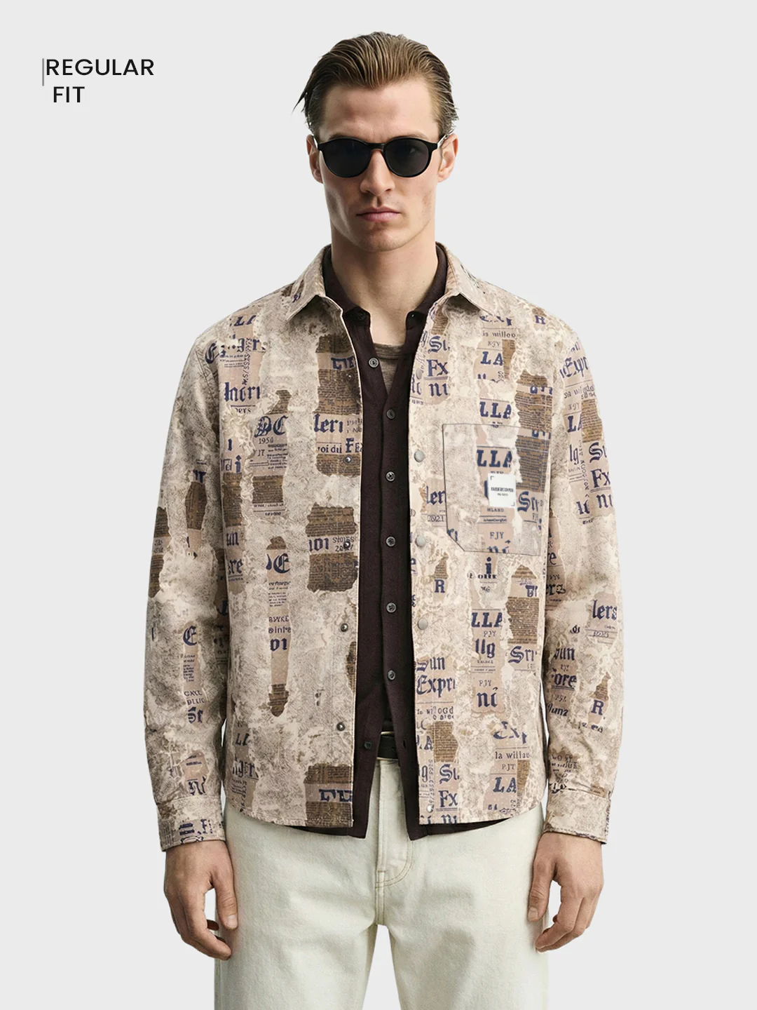 Men's Brown Regular Fit Printed Casual Shirt - Image 2