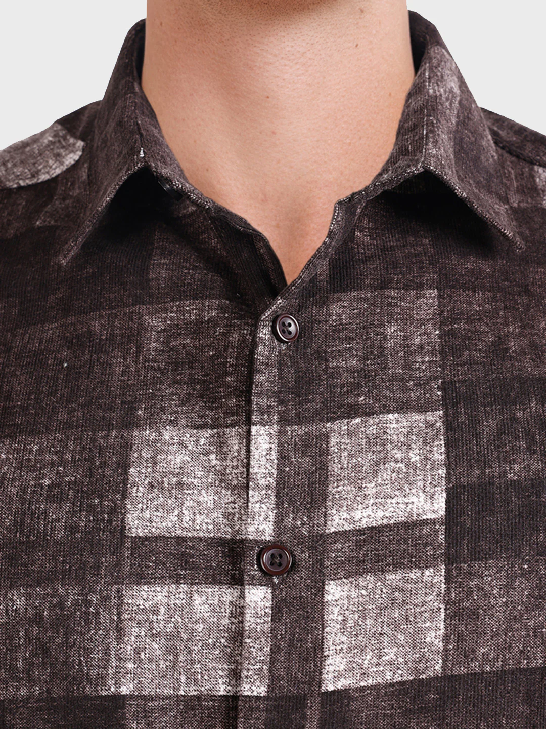 Men's Brown Regular Fit Checkered Casual Shirt - Image 3