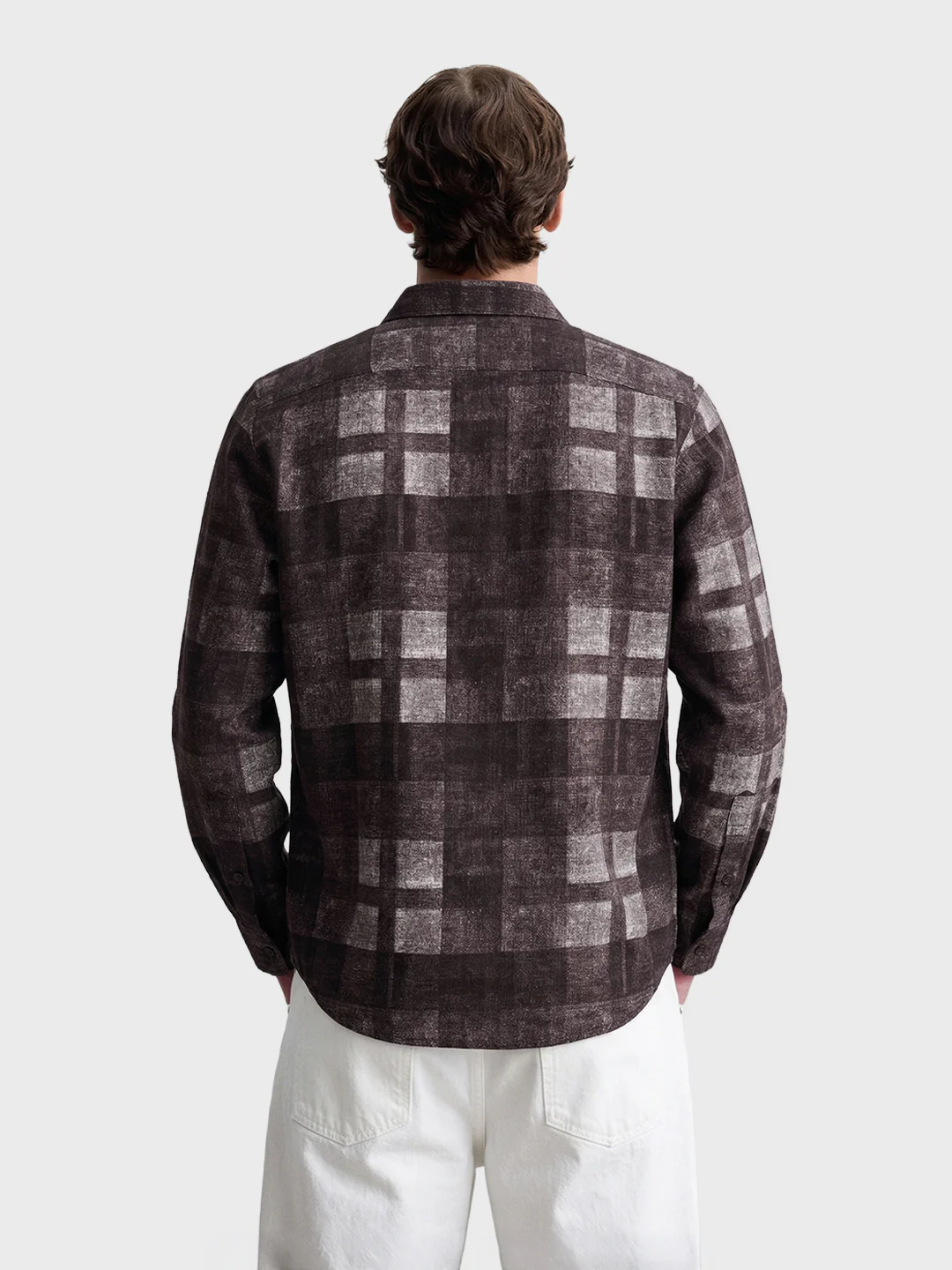 Men's Brown Regular Fit Checkered Casual Shirt - Image 5