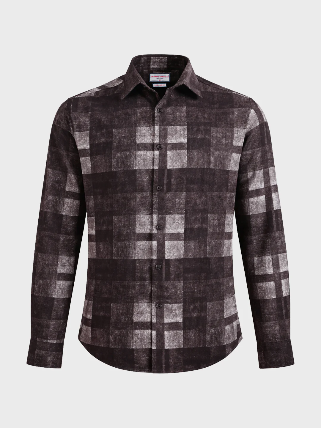 Men's Brown Regular Fit Checkered Casual Shirt - Image 6