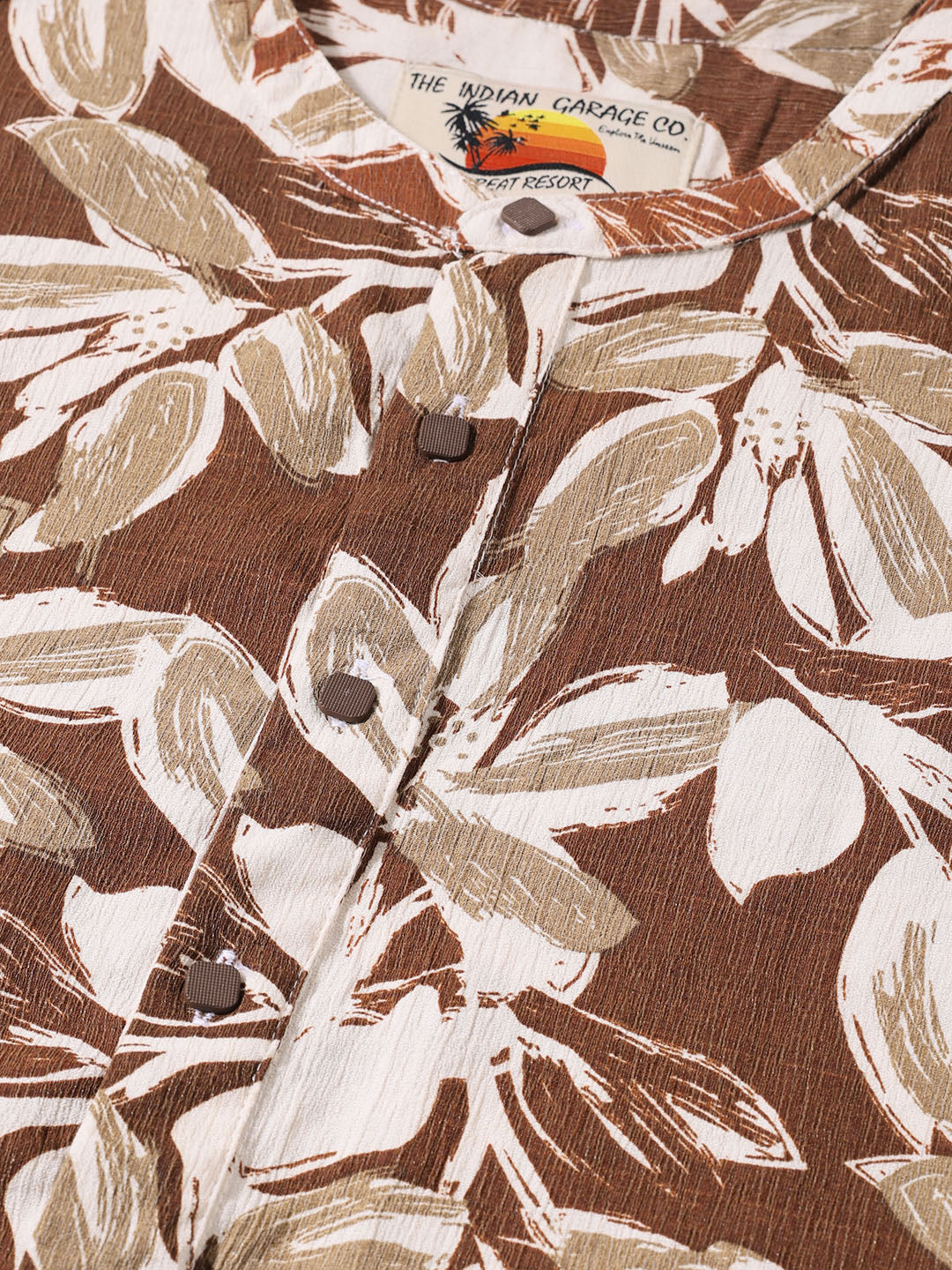 Men's Brown Regular Fit Printed Casual Shirts - Image 3