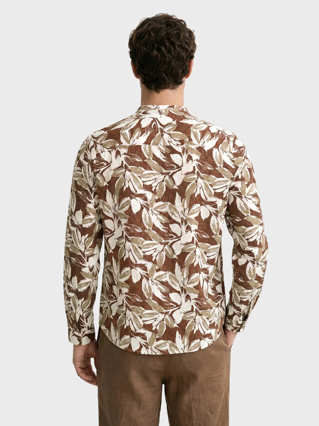 Men's Brown Regular Fit Printed Casual Shirts - Image 4