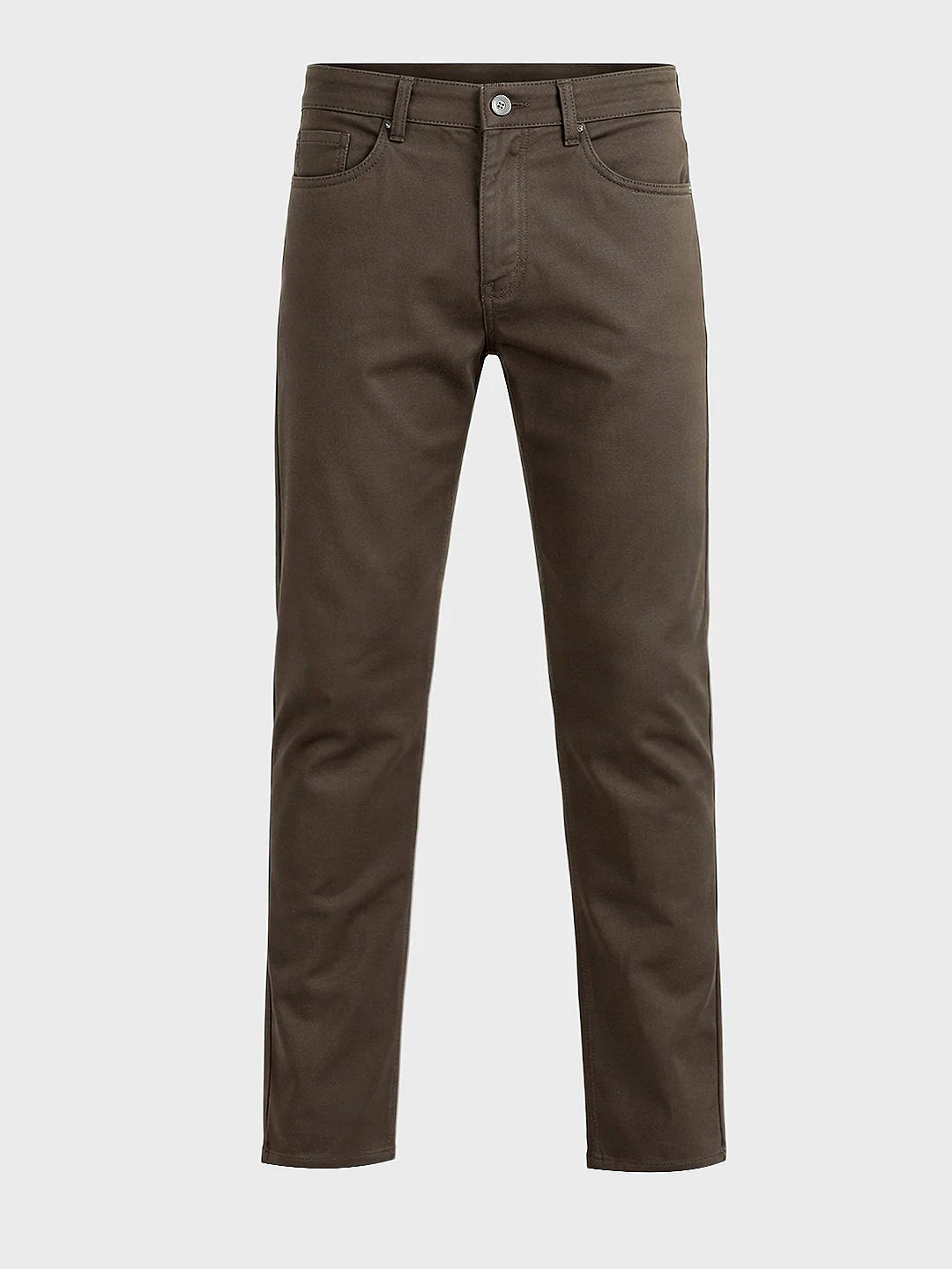 Men's Brown Regular Fit Solid Casual Chinos - Image 4