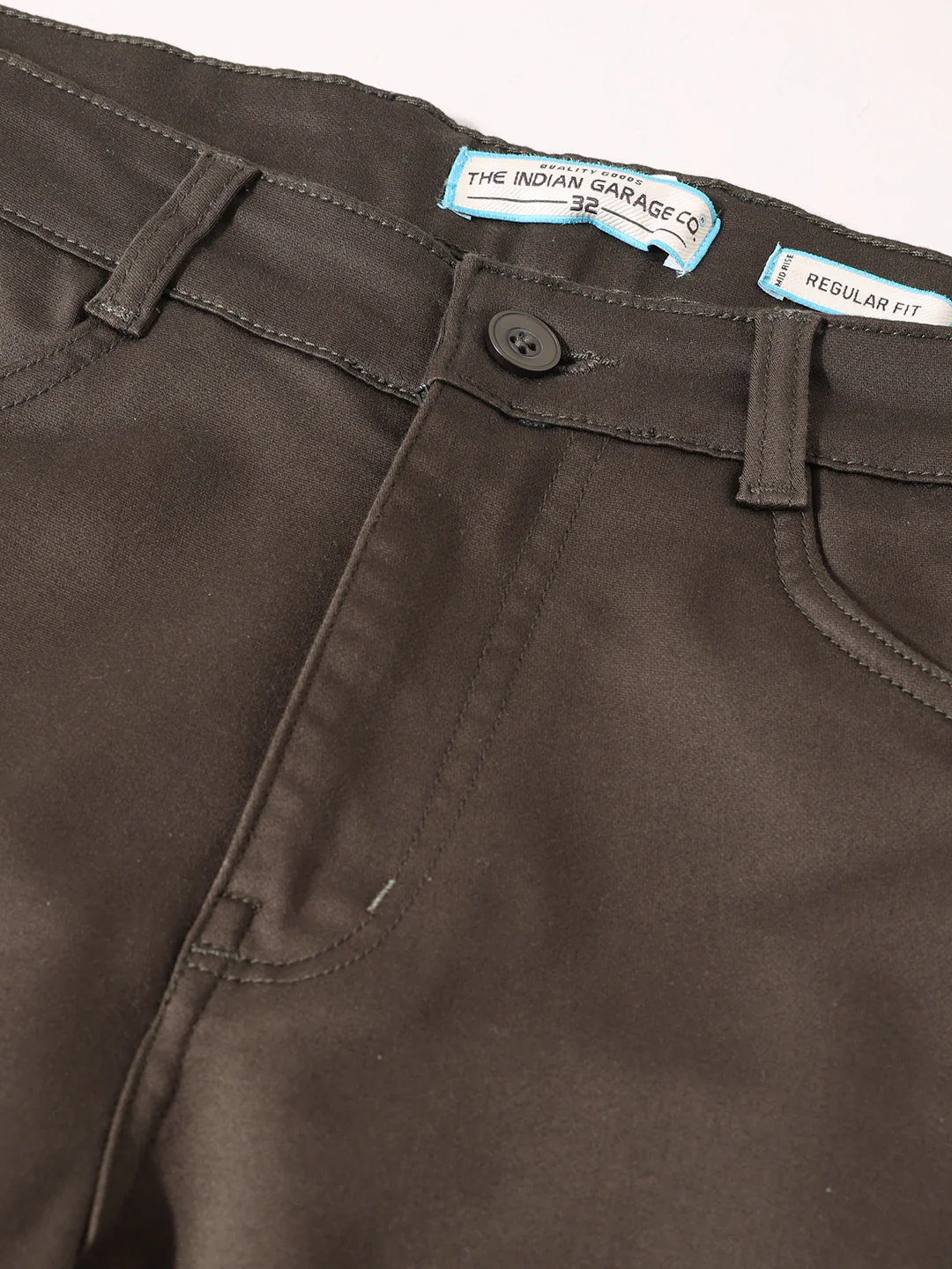 Men's Brown Regular Fit Solid Casual Chinos - Image 6