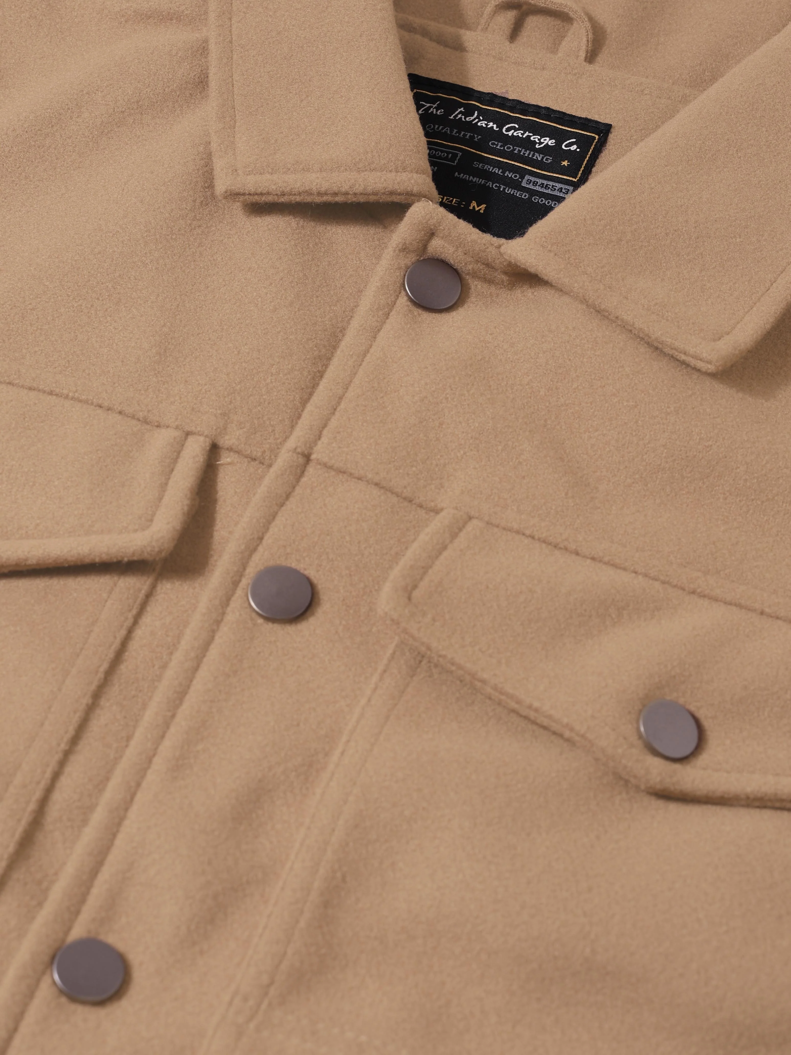 Men's Brown Regular Fit Solid Casual Jacket - Image 5