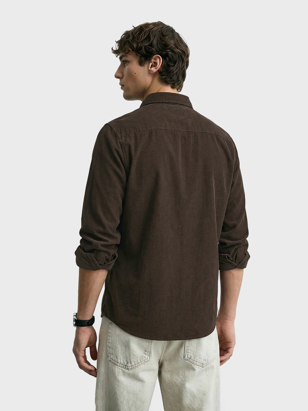 Men's Brown Regular Fit Solid Casual Shirt - Image 4
