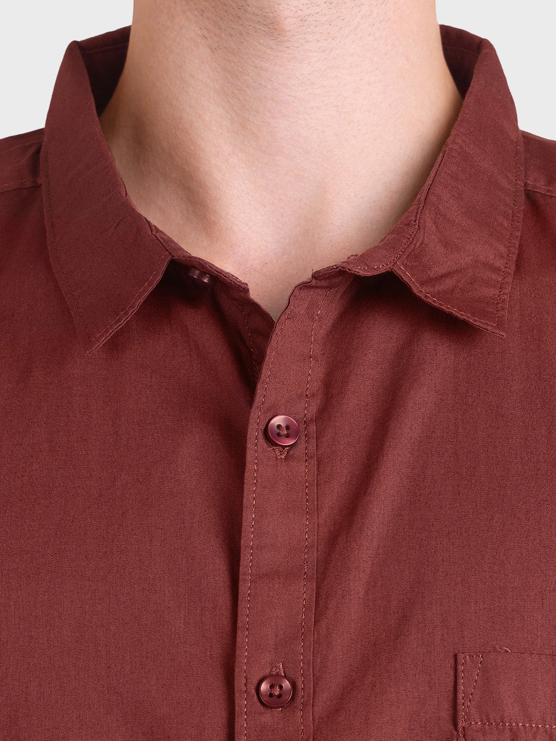 Men's Brown Regular Fit Solid Casual Shirt - Image 6