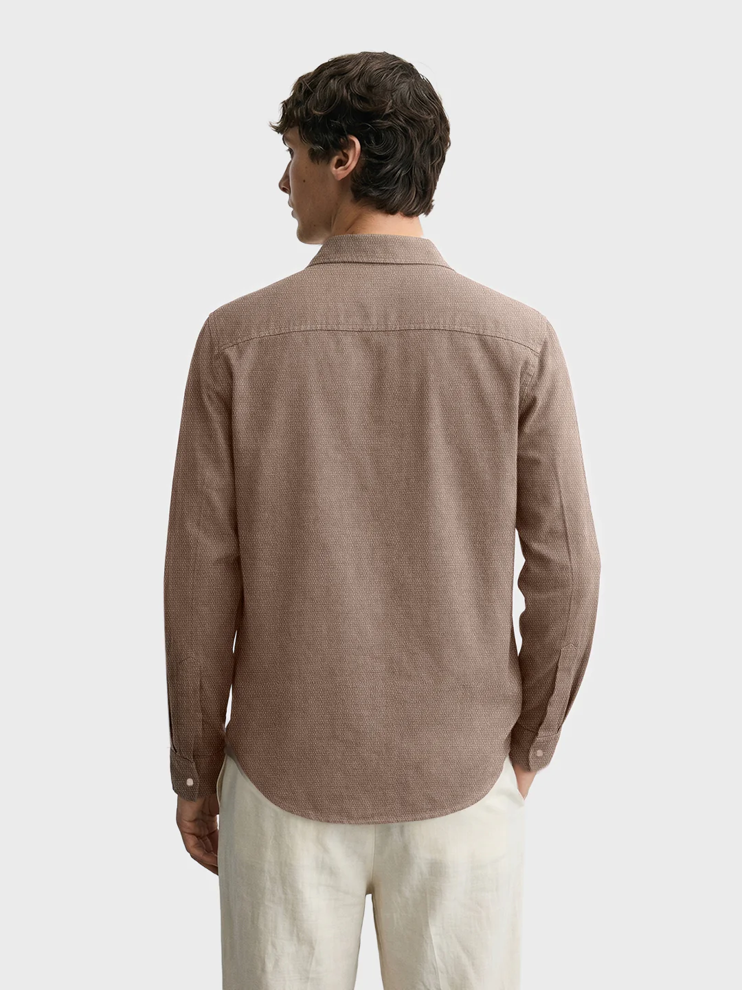 Men's Brown Regular Fit Solid Casual Shirts - Image 5