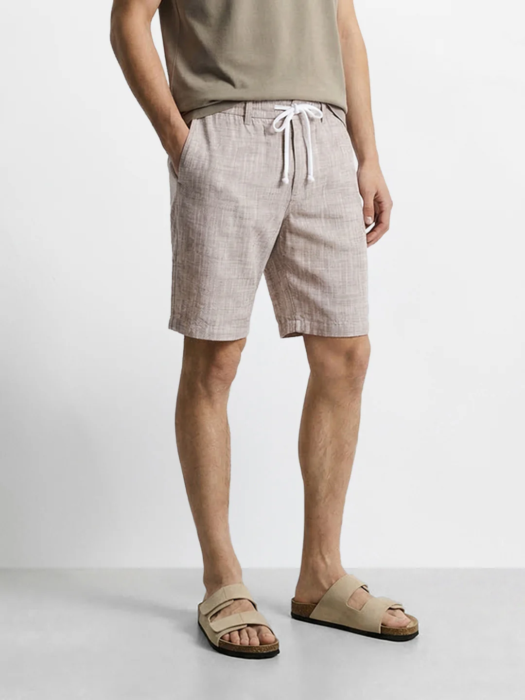Men's Brown Regular Fit Solid Casual Shorts - Image 2