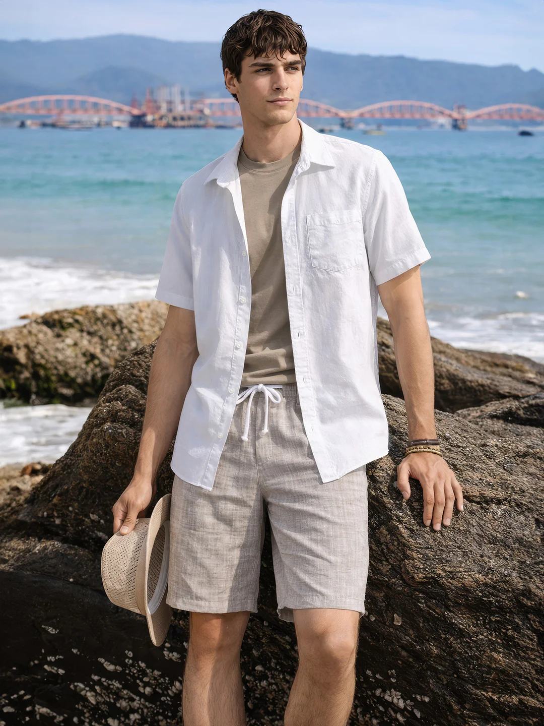 Men's Brown Regular Fit Solid Casual Shorts - Image 3