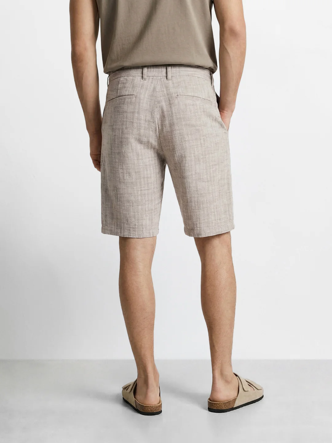 Men's Brown Regular Fit Solid Casual Shorts - Image 4