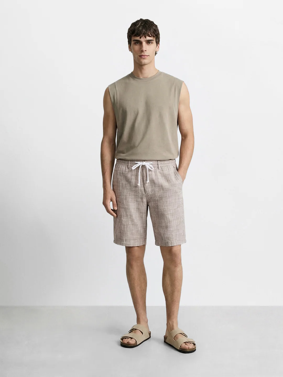 Men's Brown Regular Fit Solid Casual Shorts - Image 5