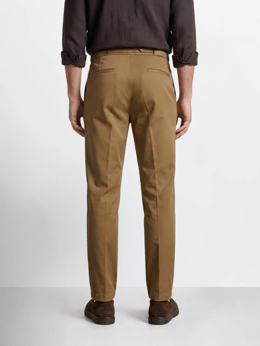 Men's Brown Regular Fit Solid Casual Trousers - Image 5