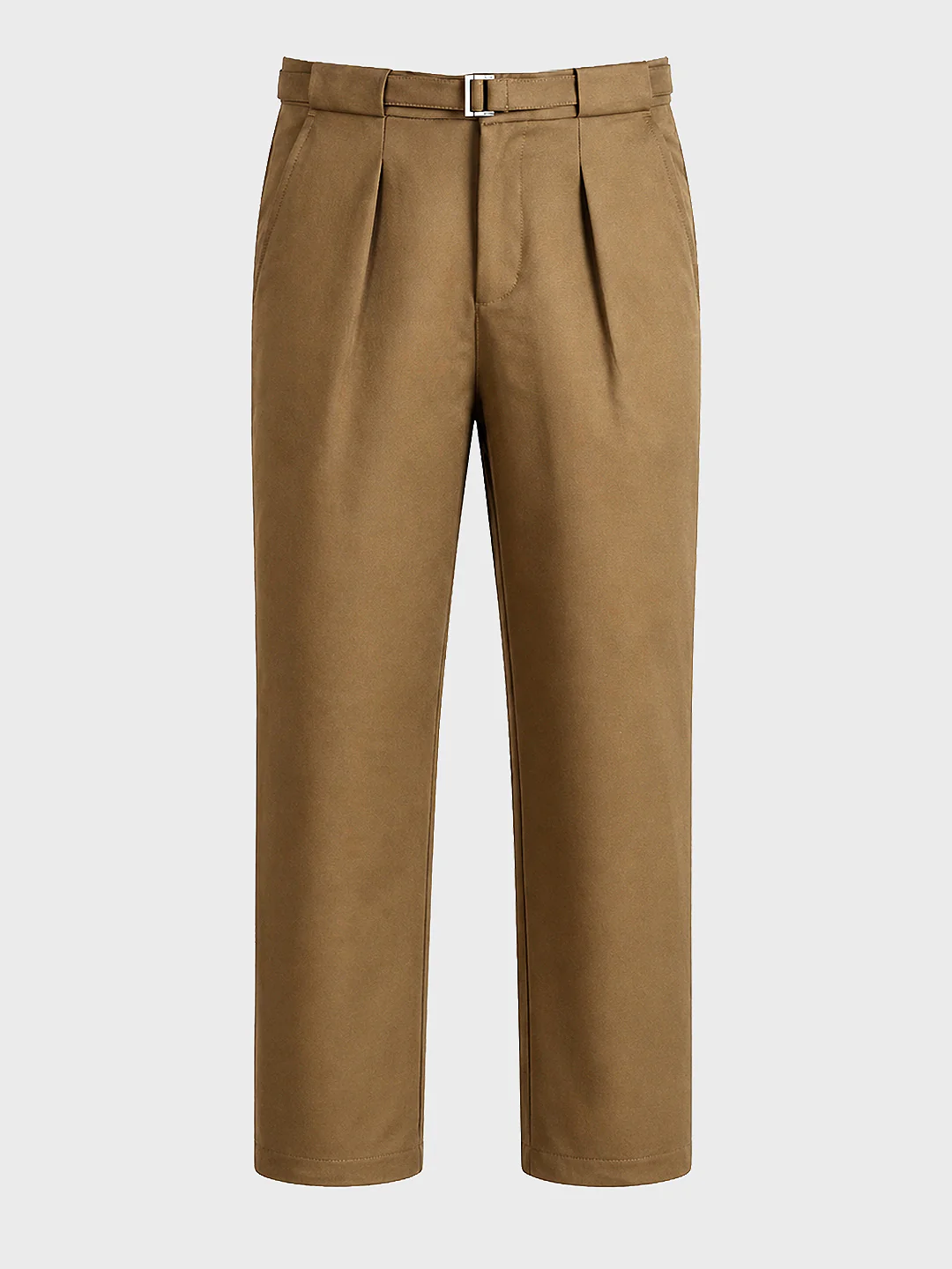 Men's Brown Regular Fit Solid Casual Trousers - Image 7