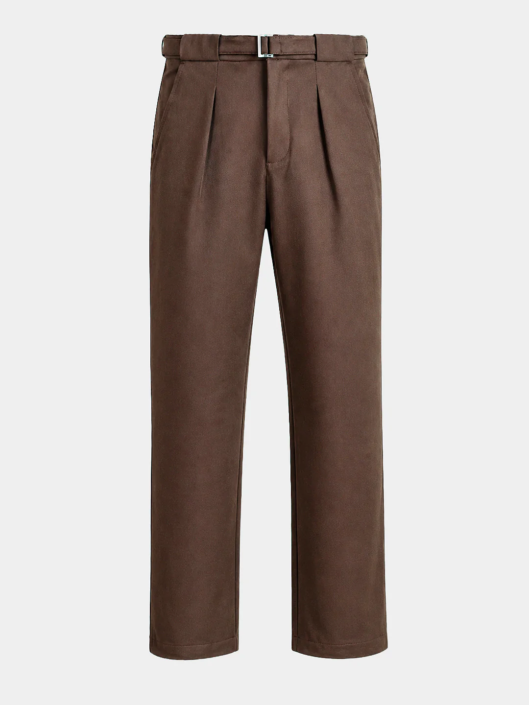 Men's Brown Regular Fit Solid Casual Trousers - Image 7