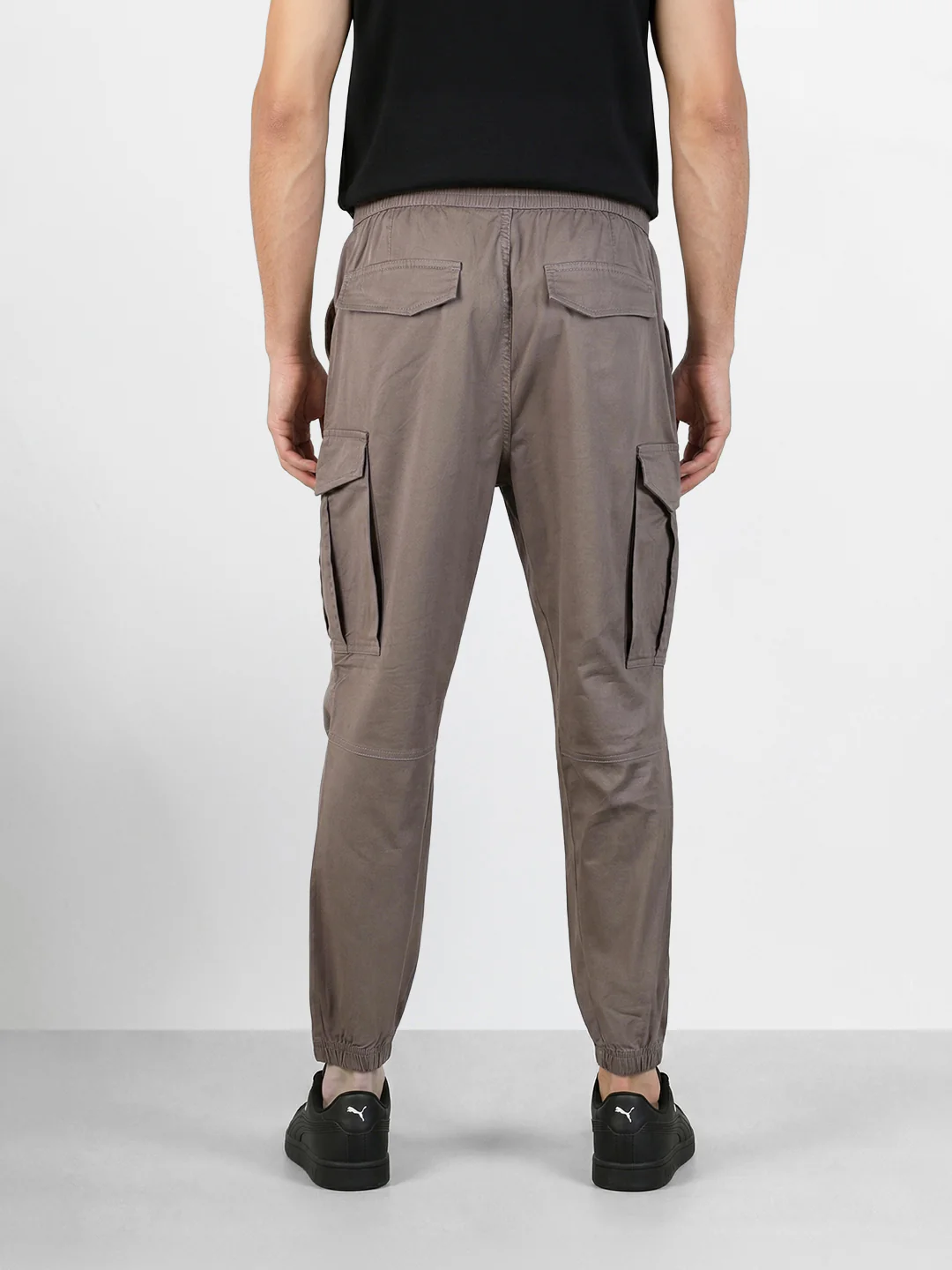 Men's Brown Regular Fit Solid Utility Cargo - Image 4