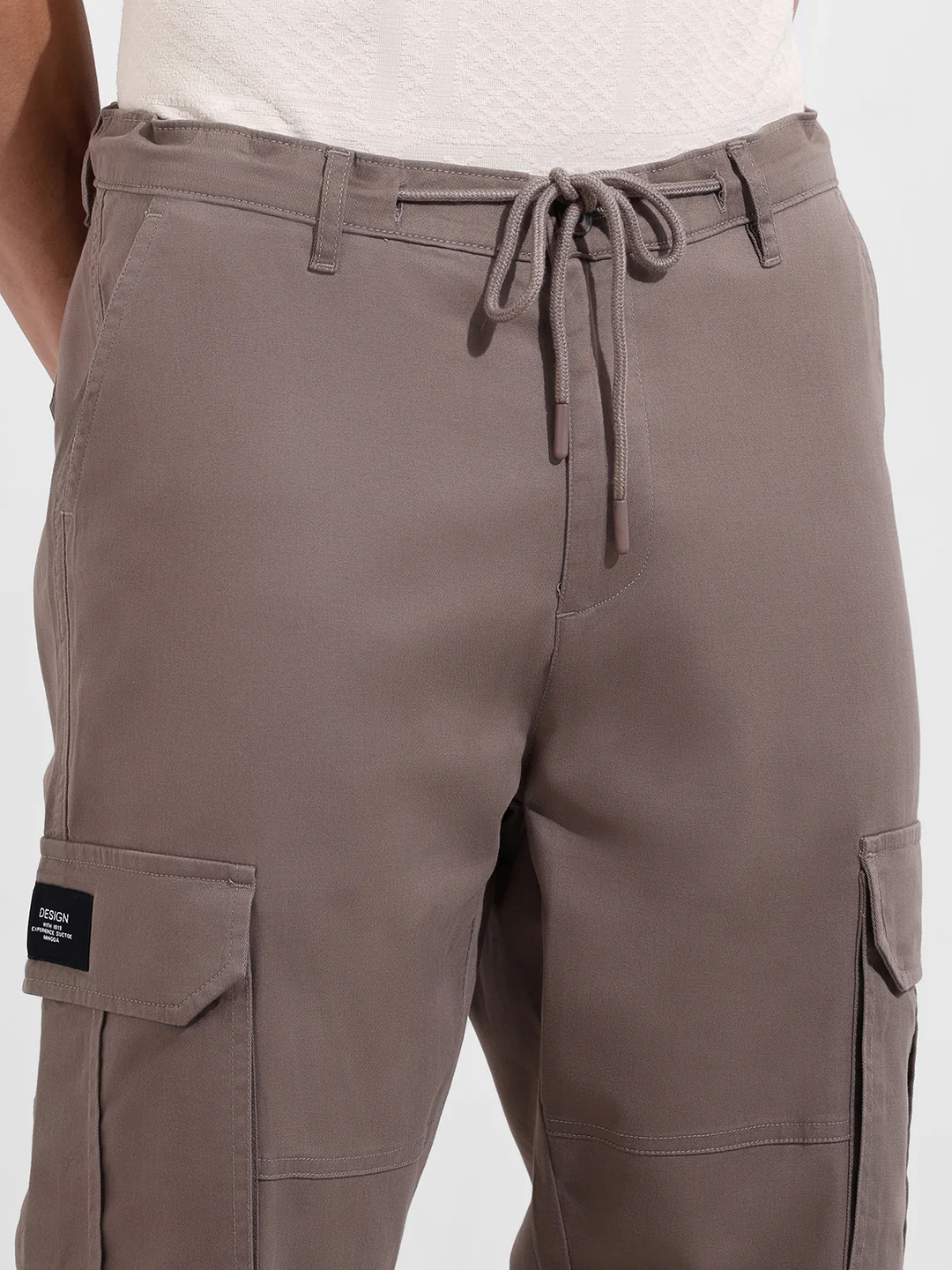 Men's Taupe Regular Fit Solid Utility Cargo - Image 4