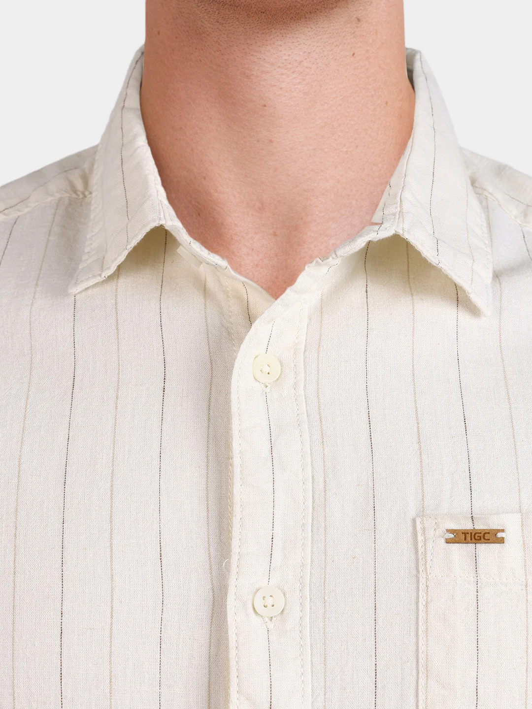 Men's Brown Regular Fit Striped Casual Shirts - Image 4