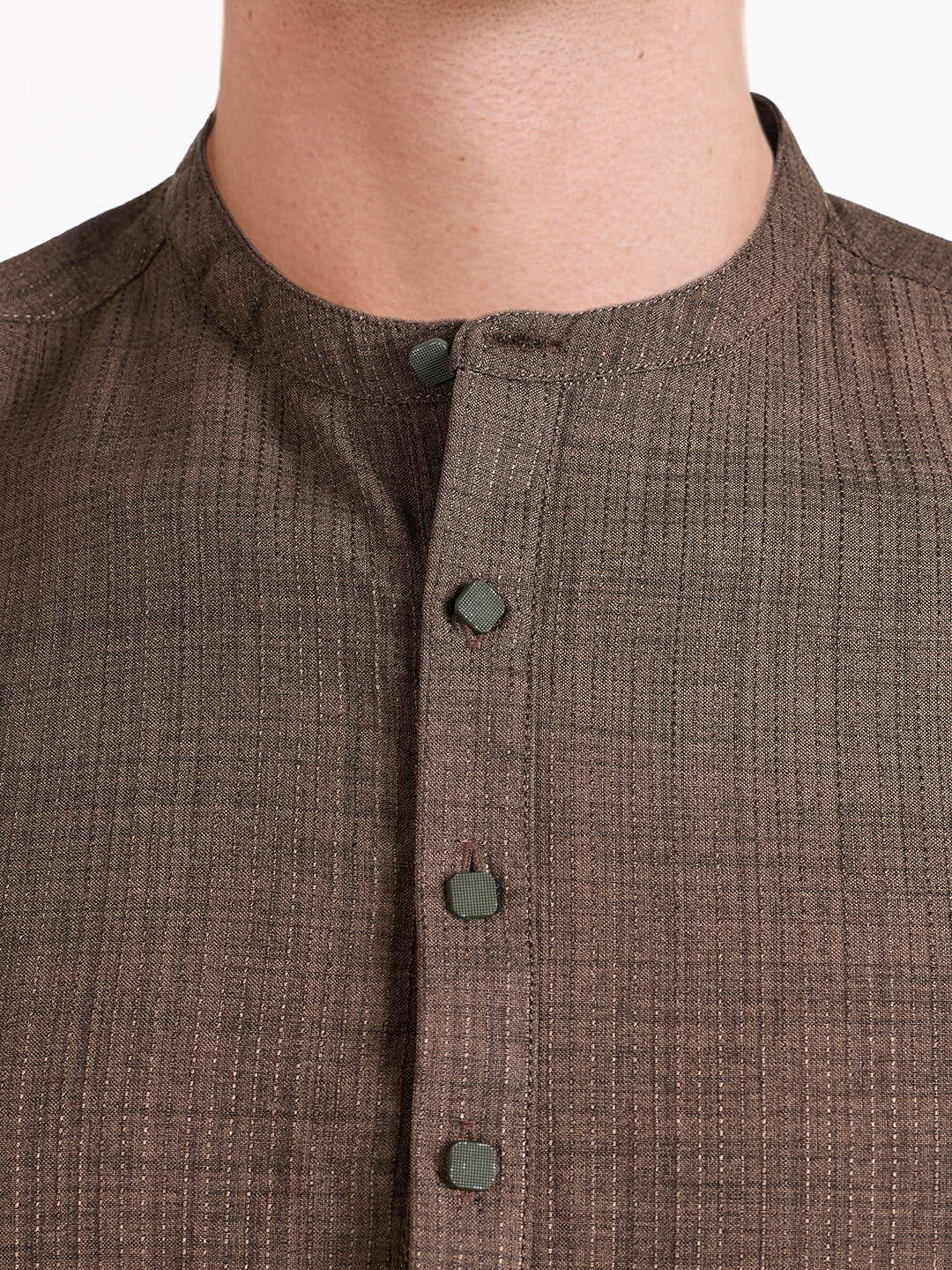 Men's Brown Regular Fit Solid Casual Shirt - Image 3