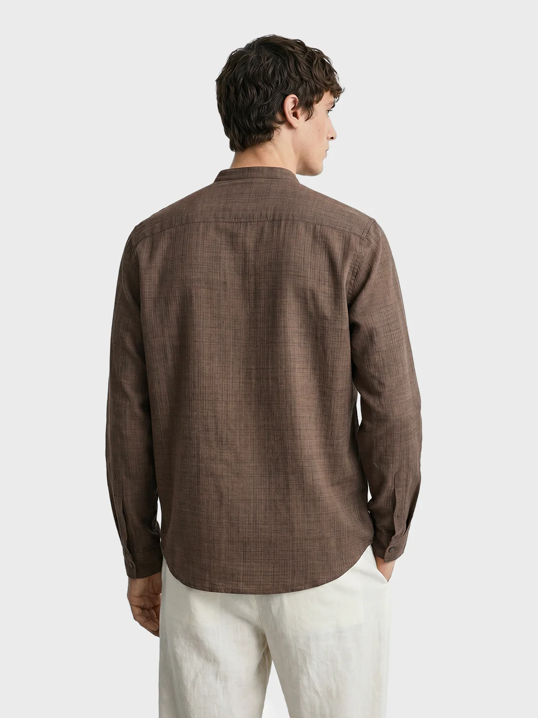 Men's Brown Regular Fit Solid Casual Shirt - Image 5