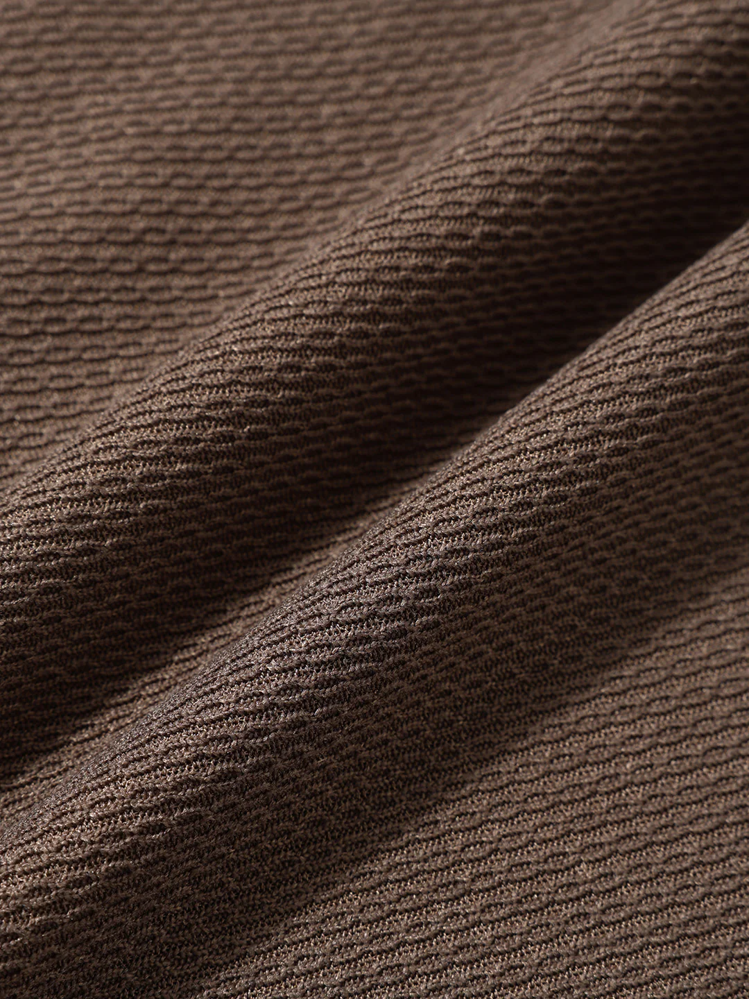 Men's Brown Regular Fit Textured Casual T-Shirt - Image 3