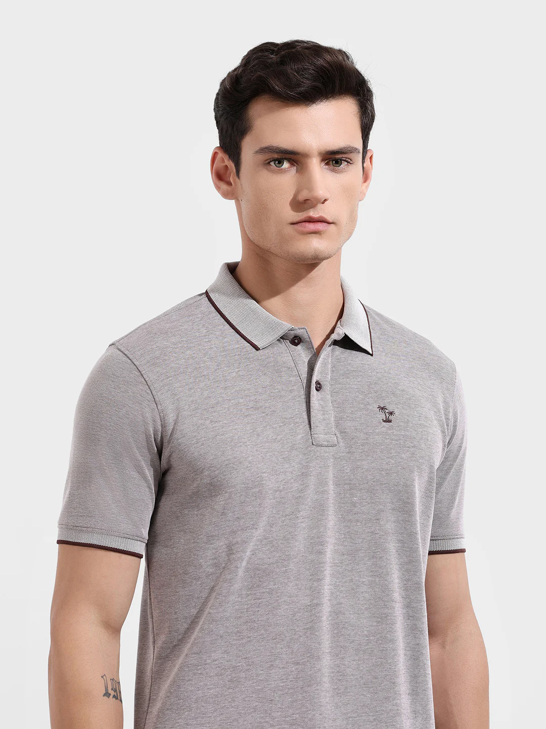Men's Choco Regular Fit Textured Casual T-Shirt - Image 5