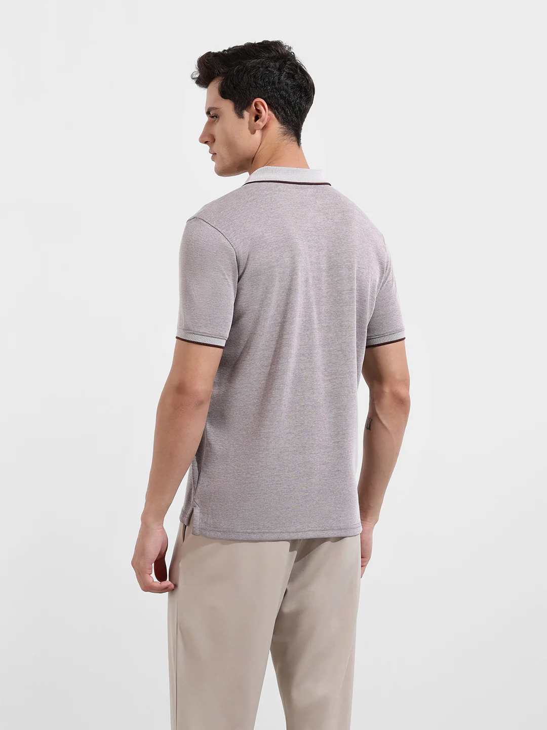 Men's Choco Regular Fit Textured Casual T-Shirt - Image 6