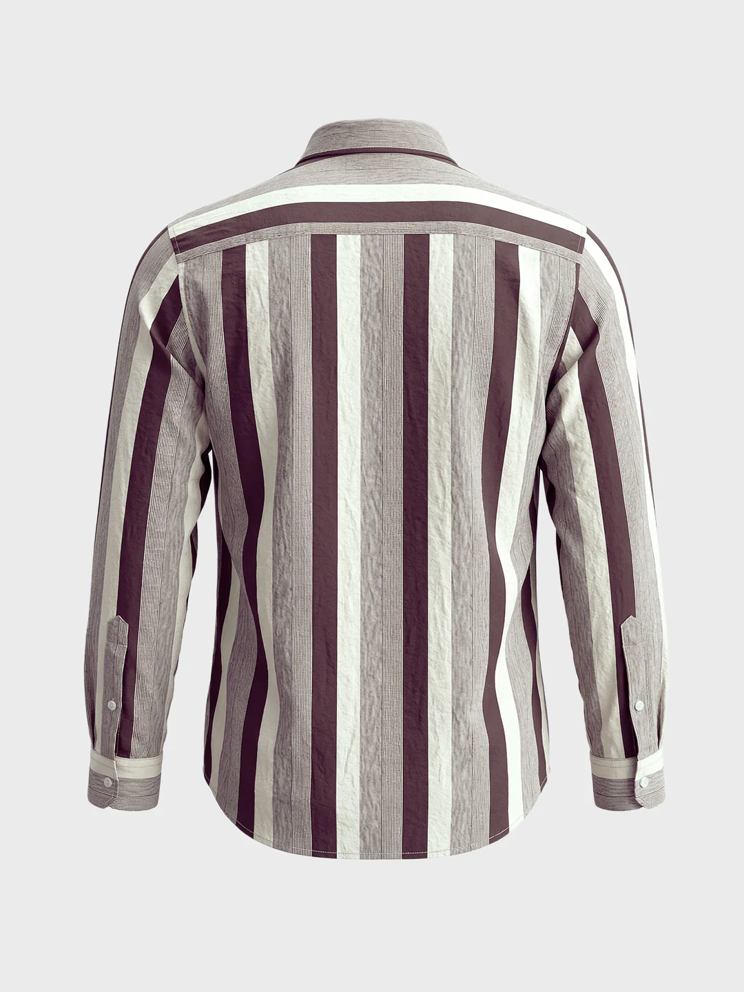 Men's Brown Regular Fit Vertical Stripes Casual Shirt - Image 7
