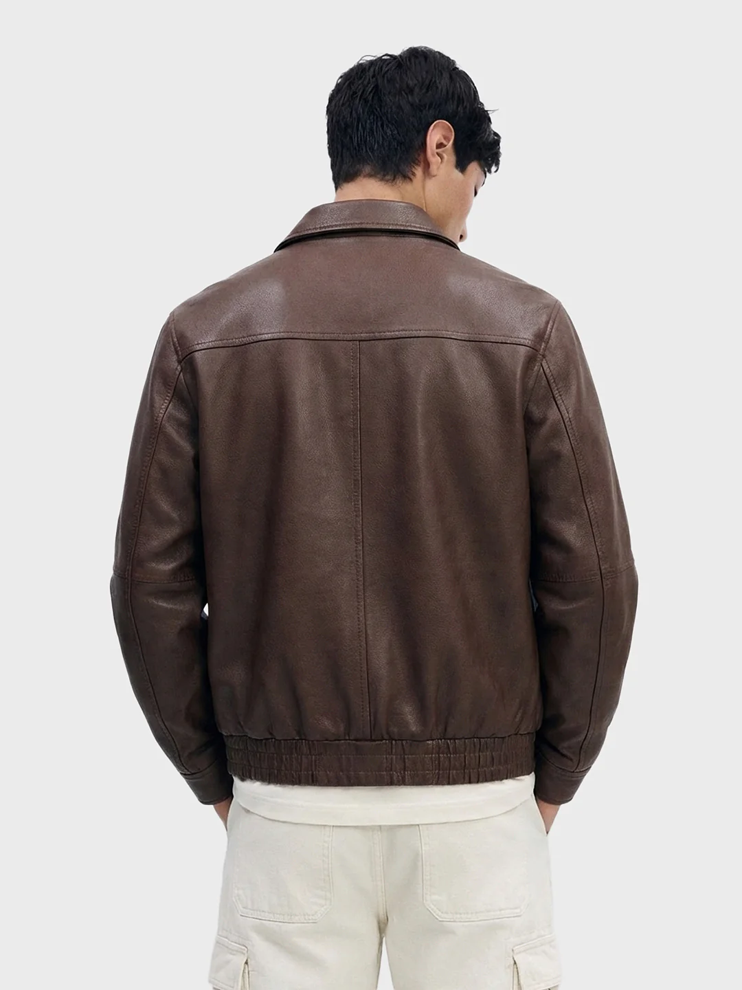 Men's Brown Relaxed Fit Solid Casual Bomber Jacket - Image 2