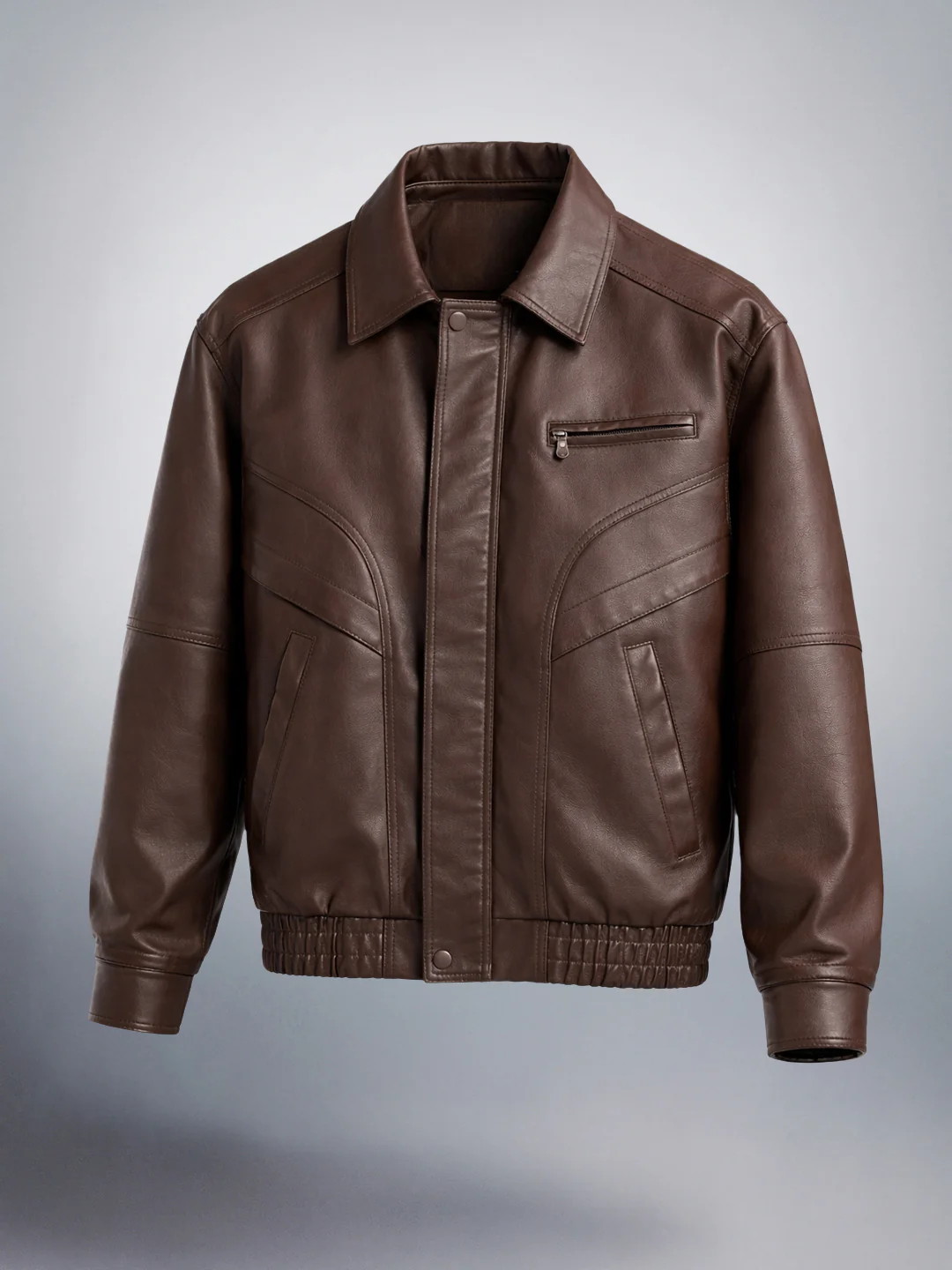 Men's Brown Relaxed Fit Solid Casual Bomber Jacket - Image 3
