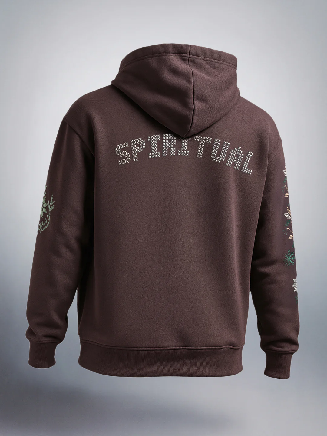Men's Brown Relaxed Fit Embroided Casual Sweatshirt - Image 4