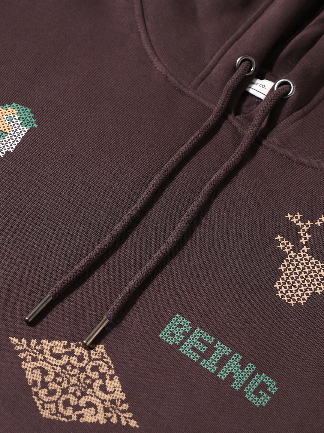 Men's Brown Relaxed Fit Embroided Casual Sweatshirt - Image 5