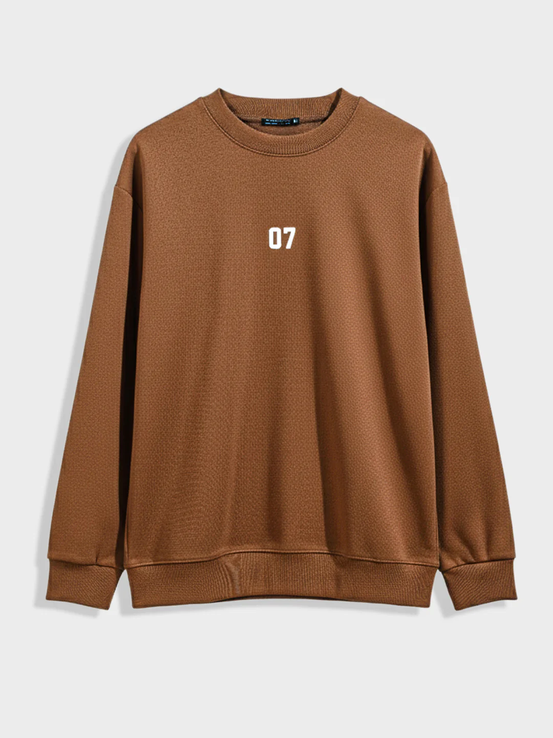 Men's Brown Relaxed Fit Embroided Casual Sweatshirt - Image 3