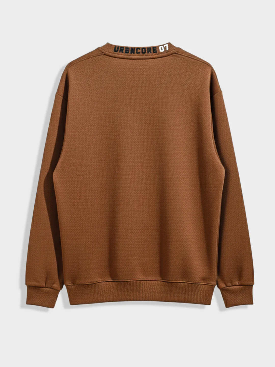 Men's Brown Relaxed Fit Embroided Casual Sweatshirt - Image 4