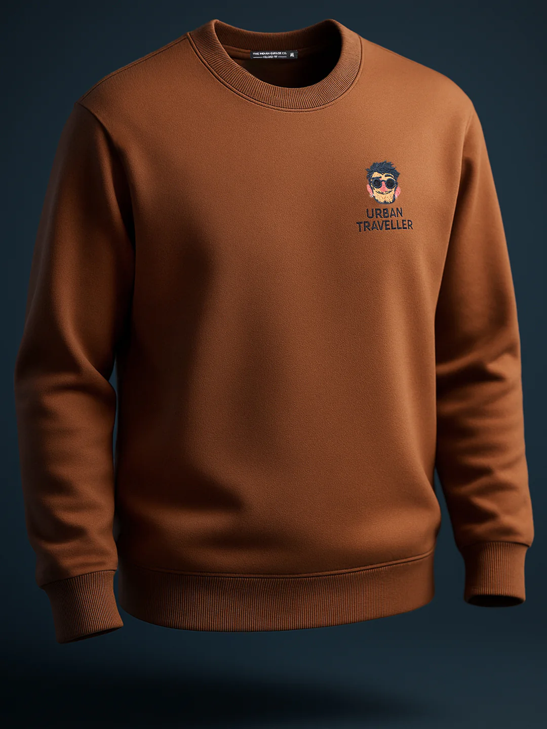 Men's Brown Relaxed Fit Embroided Casual Sweatshirt - Image 2