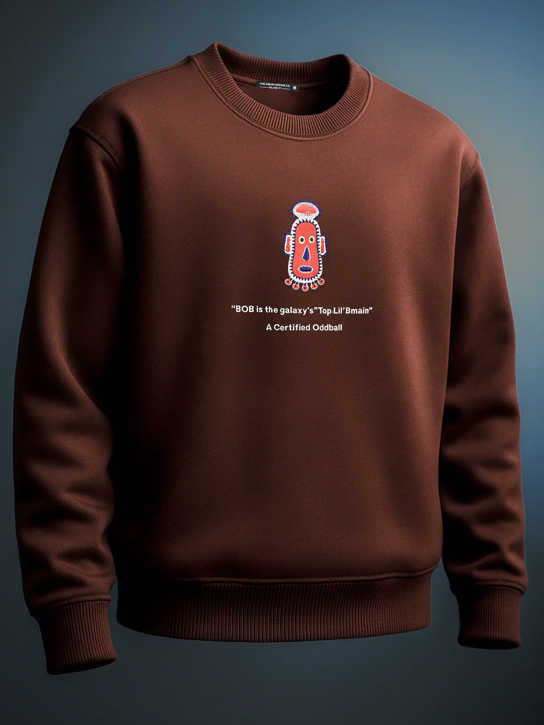 Men's Brown Relaxed Fit Embroided Casual Sweatshirt - Image 2